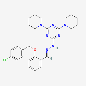 2-[(2E)-2-{2-[(4-chlorobenzyl)oxy]benzylidene}hydrazinyl]-4,6-di(piperidin-1-yl)-1,3,5-triazine