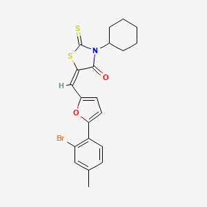 (5E)-5-{[5-(2-bromo-4-methylphenyl)furan-2-yl]methylidene}-3-cyclohexyl-2-thioxo-1,3-thiazolidin-4-one