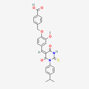 4-({4-[(E)-{4,6-dioxo-1-[4-(propan-2-yl)phenyl]-2-thioxotetrahydropyrimidin-5(2H)-ylidene}methyl]-2-methoxyphenoxy}methyl)benzoic acid