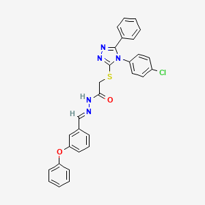 2-{[4-(4-chlorophenyl)-5-phenyl-4H-1,2,4-triazol-3-yl]sulfanyl}-N'-[(E)-(3-phenoxyphenyl)methylidene]acetohydrazide