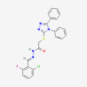 molecular formula C23H17ClFN5OS B11683009 N'-[(E)-(2-chloro-6-fluorophenyl)methylidene]-2-[(4,5-diphenyl-4H-1,2,4-triazol-3-yl)sulfanyl]acetohydrazide 