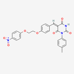 (5Z)-1-(4-Methylphenyl)-5-({4-[2-(4-nitrophenoxy)ethoxy]phenyl}methylidene)-1,3-diazinane-2,4,6-trione