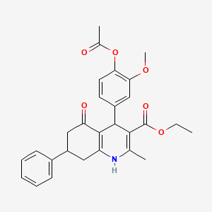 molecular formula C28H29NO6 B11683033 Ethyl 4-[4-(acetyloxy)-3-methoxyphenyl]-2-methyl-5-oxo-7-phenyl-1,4,5,6,7,8-hexahydroquinoline-3-carboxylate 