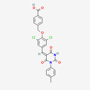 4-[(2,6-dichloro-4-{(E)-[1-(4-methylphenyl)-2,4,6-trioxotetrahydropyrimidin-5(2H)-ylidene]methyl}phenoxy)methyl]benzoic acid