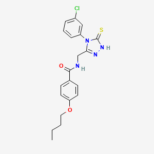 molecular formula C20H21ClN4O2S B11683048 4-Butoxy-N-{[4-(3-chlorophenyl)-5-sulfanylidene-4,5-dihydro-1H-1,2,4-triazol-3-YL]methyl}benzamide 