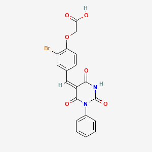 {2-bromo-4-[(E)-(4-hydroxy-2,6-dioxo-1-phenyl-1,6-dihydropyrimidin-5(2H)-ylidene)methyl]phenoxy}acetic acid