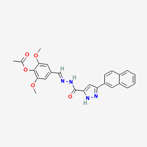 2,6-dimethoxy-4-[(E)-({[3-(2-naphthyl)-1H-pyrazol-5-yl]carbonyl}hydrazono)methyl]phenyl acetate