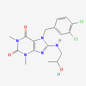 molecular formula C17H19Cl2N5O3 B11683064 7-(3,4-dichlorobenzyl)-8-[(2-hydroxypropyl)amino]-1,3-dimethyl-3,7-dihydro-1H-purine-2,6-dione 