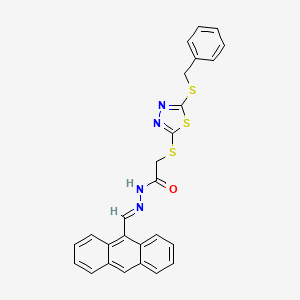 molecular formula C26H20N4OS3 B11683075 N'-[(E)-9-anthrylmethylidene]-2-{[5-(benzylsulfanyl)-1,3,4-thiadiazol-2-yl]sulfanyl}acetohydrazide 