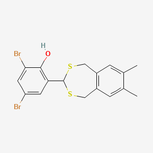 molecular formula C17H16Br2OS2 B11683094 2,4-Dibromo-6-(7,8-dimethyl-1,5-dihydro-2,4-benzodithiepin-3-yl)phenol 