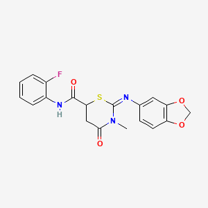 (2Z)-2-(1,3-benzodioxol-5-ylimino)-N-(2-fluorophenyl)-3-methyl-4-oxo-1,3-thiazinane-6-carboxamide