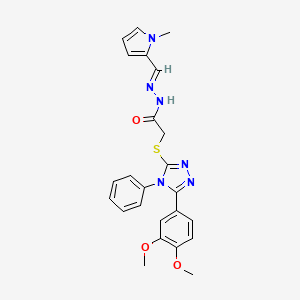 molecular formula C24H24N6O3S B11683109 2-{[5-(3,4-dimethoxyphenyl)-4-phenyl-4H-1,2,4-triazol-3-yl]sulfanyl}-N'-[(E)-(1-methyl-1H-pyrrol-2-yl)methylidene]acetohydrazide 