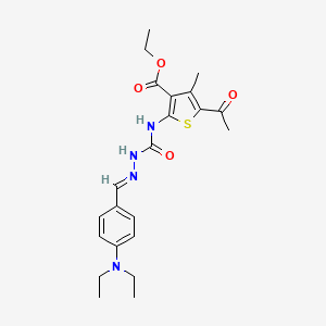 Ethyl 5-acetyl-2-[({(2E)-2-[4-(diethylamino)benzylidene]hydrazino}carbonyl)amino]-4-methyl-3-thiophenecarboxylate