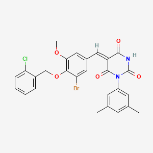 (5Z)-5-{3-bromo-4-[(2-chlorobenzyl)oxy]-5-methoxybenzylidene}-1-(3,5-dimethylphenyl)pyrimidine-2,4,6(1H,3H,5H)-trione