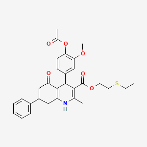 2-(Ethylsulfanyl)ethyl 4-[4-(acetyloxy)-3-methoxyphenyl]-2-methyl-5-oxo-7-phenyl-1,4,5,6,7,8-hexahydroquinoline-3-carboxylate