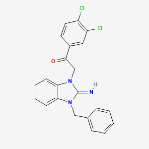 molecular formula C22H17Cl2N3O B11683160 2-(3-benzyl-2-imino-2,3-dihydro-1H-benzimidazol-1-yl)-1-(3,4-dichlorophenyl)ethanone 