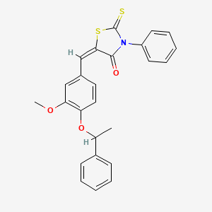 (5E)-5-[3-methoxy-4-(1-phenylethoxy)benzylidene]-3-phenyl-2-thioxo-1,3-thiazolidin-4-one