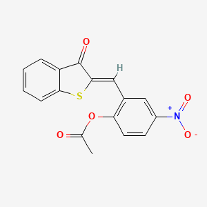 molecular formula C17H11NO5S B11683193 4-nitro-2-[(Z)-(3-oxo-1-benzothiophen-2(3H)-ylidene)methyl]phenyl acetate 