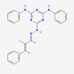 6-{(2E)-2-[(2E)-2-methyl-3-phenylprop-2-en-1-ylidene]hydrazinyl}-N,N'-diphenyl-1,3,5-triazine-2,4-diamine