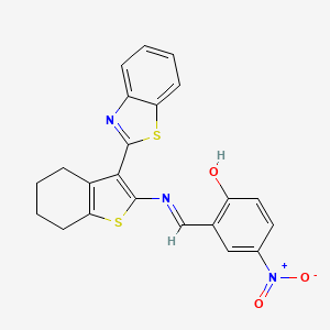 molecular formula C22H17N3O3S2 B11683229 (E)-2-(((3-(benzo[d]thiazol-2-yl)-4,5,6,7-tetrahyd 