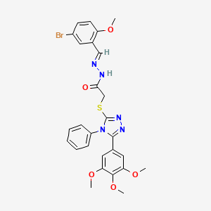 molecular formula C27H26BrN5O5S B11683251 N'-[(E)-(5-bromo-2-methoxyphenyl)methylidene]-2-{[4-phenyl-5-(3,4,5-trimethoxyphenyl)-4H-1,2,4-triazol-3-yl]sulfanyl}acetohydrazide 