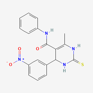 4-methyl-6-(3-nitrophenyl)-N-phenyl-2-sulfanyl-1,6-dihydropyrimidine-5-carboxamide