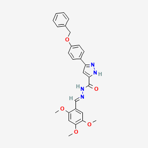 molecular formula C27H26N4O5 B11683265 3-[4-(Benzyloxy)phenyl]-N'-[(E)-(2,4,5-trimethoxyphenyl)methylidene]-1H-pyrazole-5-carbohydrazide 