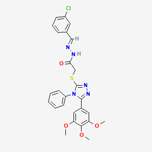 molecular formula C26H24ClN5O4S B11683288 N'-[(E)-(3-chlorophenyl)methylidene]-2-{[4-phenyl-5-(3,4,5-trimethoxyphenyl)-4H-1,2,4-triazol-3-yl]sulfanyl}acetohydrazide 