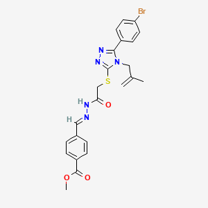 molecular formula C23H22BrN5O3S B11683297 methyl 4-{(E)-[({[5-(4-bromophenyl)-4-(2-methyl-2-propenyl)-4H-1,2,4-triazol-3-yl]sulfanyl}acetyl)hydrazono]methyl}benzoate CAS No. 330838-37-4