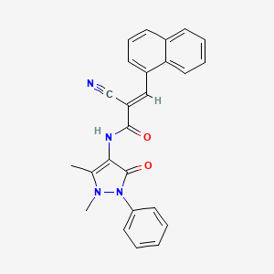 molecular formula C25H20N4O2 B11683307 (2E)-2-cyano-N-(1,5-dimethyl-3-oxo-2-phenyl-2,3-dihydro-1H-pyrazol-4-yl)-3-(naphthalen-1-yl)prop-2-enamide 