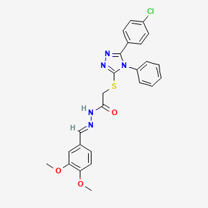 2-{[5-(4-chlorophenyl)-4-phenyl-4H-1,2,4-triazol-3-yl]sulfanyl}-N'-[(E)-(3,4-dimethoxyphenyl)methylidene]acetohydrazide