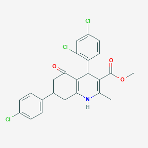 molecular formula C24H20Cl3NO3 B11683330 Methyl 7-(4-chlorophenyl)-4-(2,4-dichlorophenyl)-2-methyl-5-oxo-1,4,5,6,7,8-hexahydroquinoline-3-carboxylate 