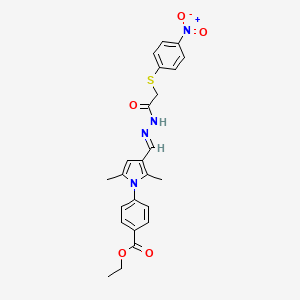 ethyl 4-{2,5-dimethyl-3-[(E)-(2-{[(4-nitrophenyl)sulfanyl]acetyl}hydrazinylidene)methyl]-1H-pyrrol-1-yl}benzoate