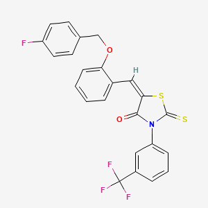 (5E)-5-({2-[(4-Fluorophenyl)methoxy]phenyl}methylidene)-2-sulfanylidene-3-[3-(trifluoromethyl)phenyl]-1,3-thiazolidin-4-one