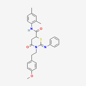 molecular formula C28H29N3O3S B11683373 (2Z)-N-(2,4-dimethylphenyl)-3-[2-(4-methoxyphenyl)ethyl]-4-oxo-2-(phenylimino)-1,3-thiazinane-6-carboxamide 