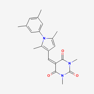 molecular formula C21H23N3O3 B11683389 5-{[1-(3,5-dimethylphenyl)-2,5-dimethyl-1H-pyrrol-3-yl]methylidene}-1,3-dimethylpyrimidine-2,4,6(1H,3H,5H)-trione 