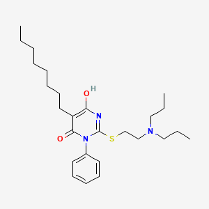 molecular formula C26H41N3O2S B11683464 2-(2-Dipropylamino-ethylsulfanyl)-6-hydroxy-5-octyl-3-phenyl-3H-pyrimidin-4-one 