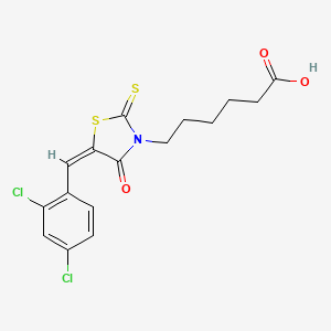 6-[(5E)-5-[(2,4-dichlorophenyl)methylidene]-4-oxo-2-sulfanylidene-1,3-thiazolidin-3-yl]hexanoic acid