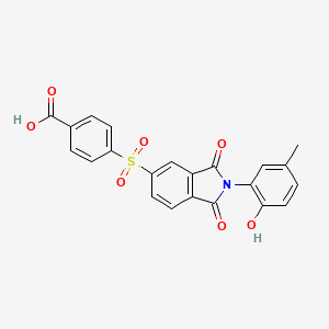 molecular formula C22H15NO7S B11683507 4-{[2-(2-hydroxy-5-methylphenyl)-1,3-dioxo-2,3-dihydro-1H-isoindol-5-yl]sulfonyl}benzoic acid 