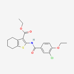 molecular formula C20H22ClNO4S B11683522 Ethyl 2-{[(3-chloro-4-ethoxyphenyl)carbonyl]amino}-4,5,6,7-tetrahydro-1-benzothiophene-3-carboxylate 