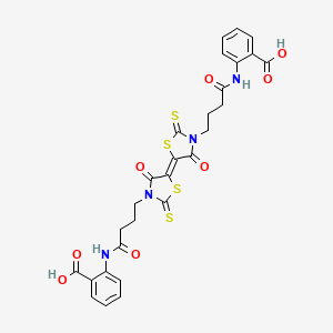 2-({4-[(5E)-5-(3-{4-[(2-carboxyphenyl)amino]-4-oxobutyl}-4-oxo-2-thioxo-1,3-thiazolidin-5-ylidene)-4-oxo-2-thioxo-1,3-thiazolidin-3-yl]butanoyl}amino)benzoic acid