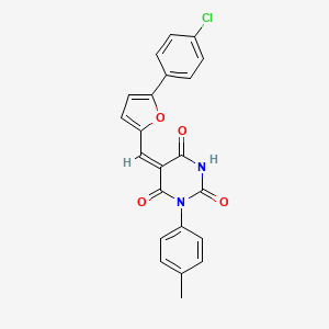 (5E)-5-{[5-(4-Chlorophenyl)furan-2-YL]methylidene}-1-(4-methylphenyl)-1,3-diazinane-2,4,6-trione