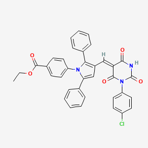 ethyl 4-(3-{(Z)-[1-(4-chlorophenyl)-2,4,6-trioxotetrahydropyrimidin-5(2H)-ylidene]methyl}-2,5-diphenyl-1H-pyrrol-1-yl)benzoate