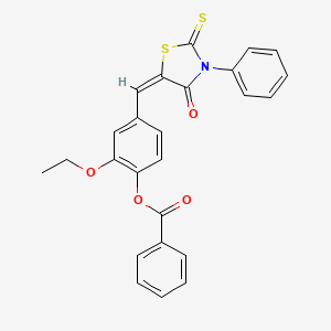 2-ethoxy-4-[(E)-(4-oxo-3-phenyl-2-thioxo-1,3-thiazolidin-5-ylidene)methyl]phenyl benzoate