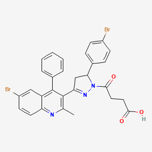 molecular formula C29H23Br2N3O3 B11683629 4-[3-(6-bromo-2-methyl-4-phenylquinolin-3-yl)-5-(4-bromophenyl)-4,5-dihydro-1H-pyrazol-1-yl]-4-oxobutanoic acid 