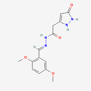 molecular formula C14H16N4O4 B11683633 N'-[(E)-(2,5-Dimethoxyphenyl)methylidene]-2-(5-hydroxy-1H-pyrazol-3-YL)acetohydrazide 