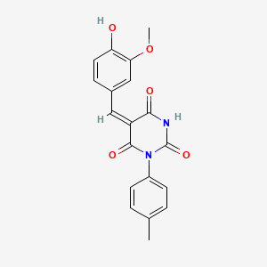 (5E)-5-(4-hydroxy-3-methoxybenzylidene)-1-(4-methylphenyl)pyrimidine-2,4,6(1H,3H,5H)-trione