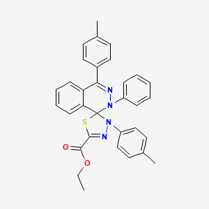 molecular formula C32H28N4O2S B11683742 ethyl 3',4-bis(4-methylphenyl)-2-phenyl-2H,3'H-spiro[phthalazine-1,2'-[1,3,4]thiadiazole]-5'-carboxylate 