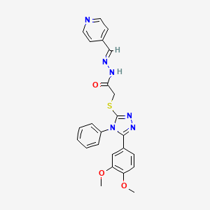 2-{[5-(3,4-dimethoxyphenyl)-4-phenyl-4H-1,2,4-triazol-3-yl]sulfanyl}-N'-[(E)-pyridin-4-ylmethylidene]acetohydrazide