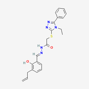 molecular formula C22H23N5O2S B11683758 N'-[(E)-(3-Allyl-2-hydroxyphenyl)methylidene]-2-[(4-ethyl-5-phenyl-4H-1,2,4-triazol-3-YL)sulfanyl]acetohydrazide 